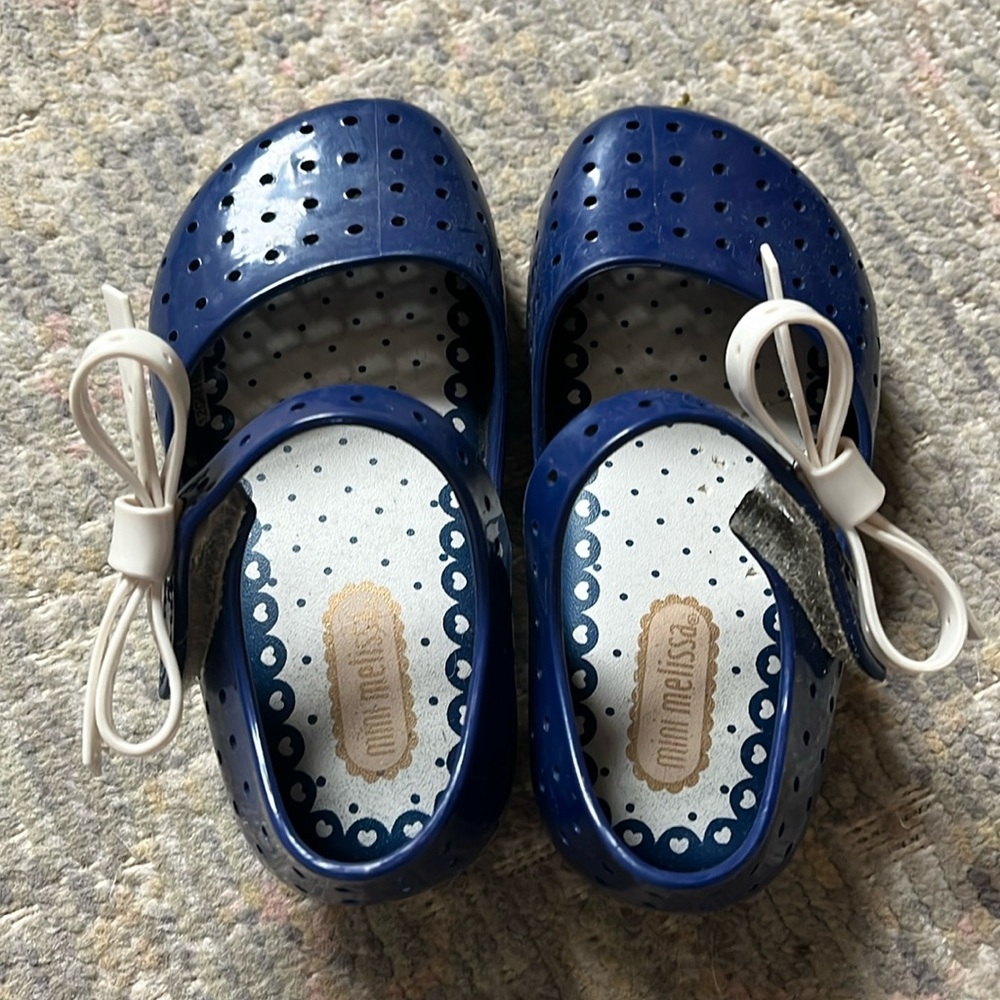 Mini Melissa Blue Kids Shoes with White Accents